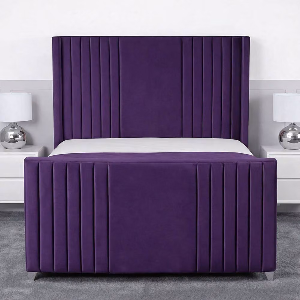 Living Comfort Bedz Emilia Upholstered Velvet Gas Lift Storage Bed in Purple, W/D: 120 x 200 cm – 2