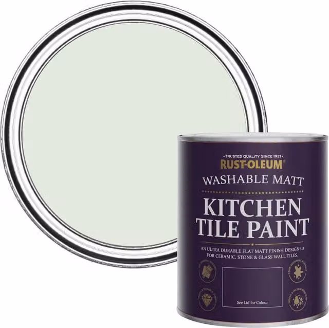 Rust-Oleum Water-Based Kitchen Tile Paint in Matt Finish, Sage Mist Green, 750ml