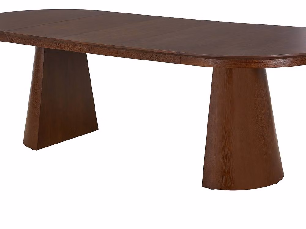Vente-unique Extendable Oval Dining Table in Ash Veneer, Dark Natural Walnut Finish – 3