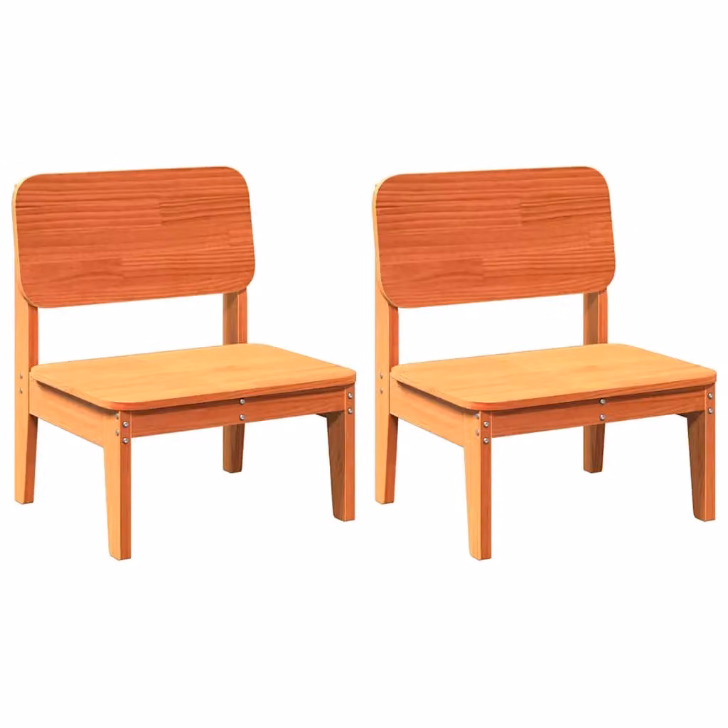 Berkfield Home Set of 2 Wax Brown Solid Pine Garden Chairs, W: 60 cm, D: 52.5 cm, H: 72 cm – 2