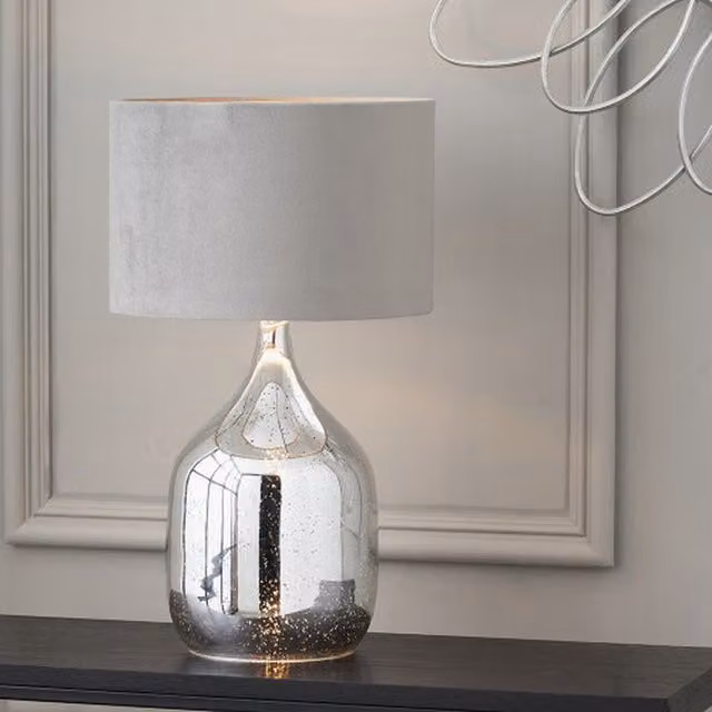 Pacific Lifestyle Mercurial Glass Dual Light Table Lamp in Silver and Grey