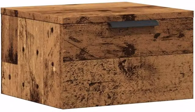 Berkfield Home Wall-mounted Bedside Cabinet in Brown Old Wood, W: 34 cm, D: 30 cm, H: 20 cm – 1