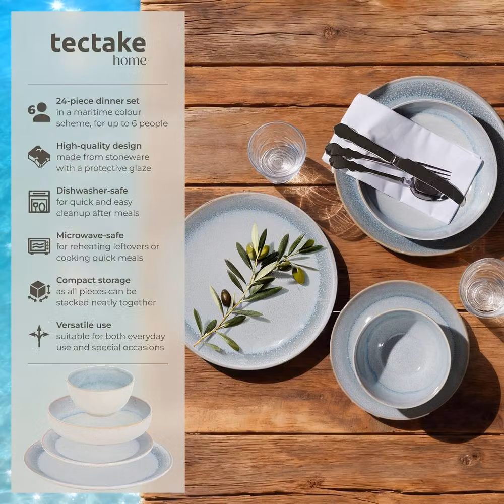 tectake Mare Glazed Stoneware Dinner Set for 6 People, Grey – 2