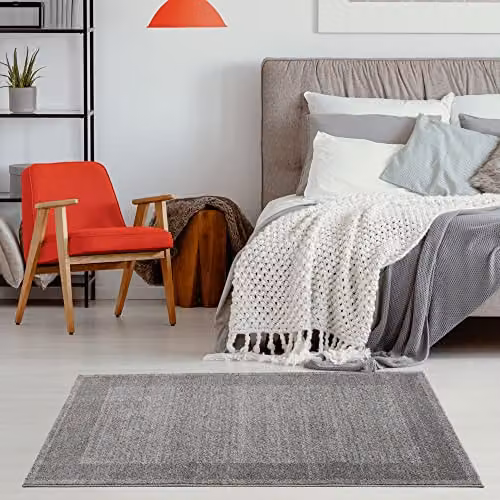 THE RUGS Efes Collection Modern Bordered Area Rug, Grey, W: 60 cm, D: 110 cm – 8