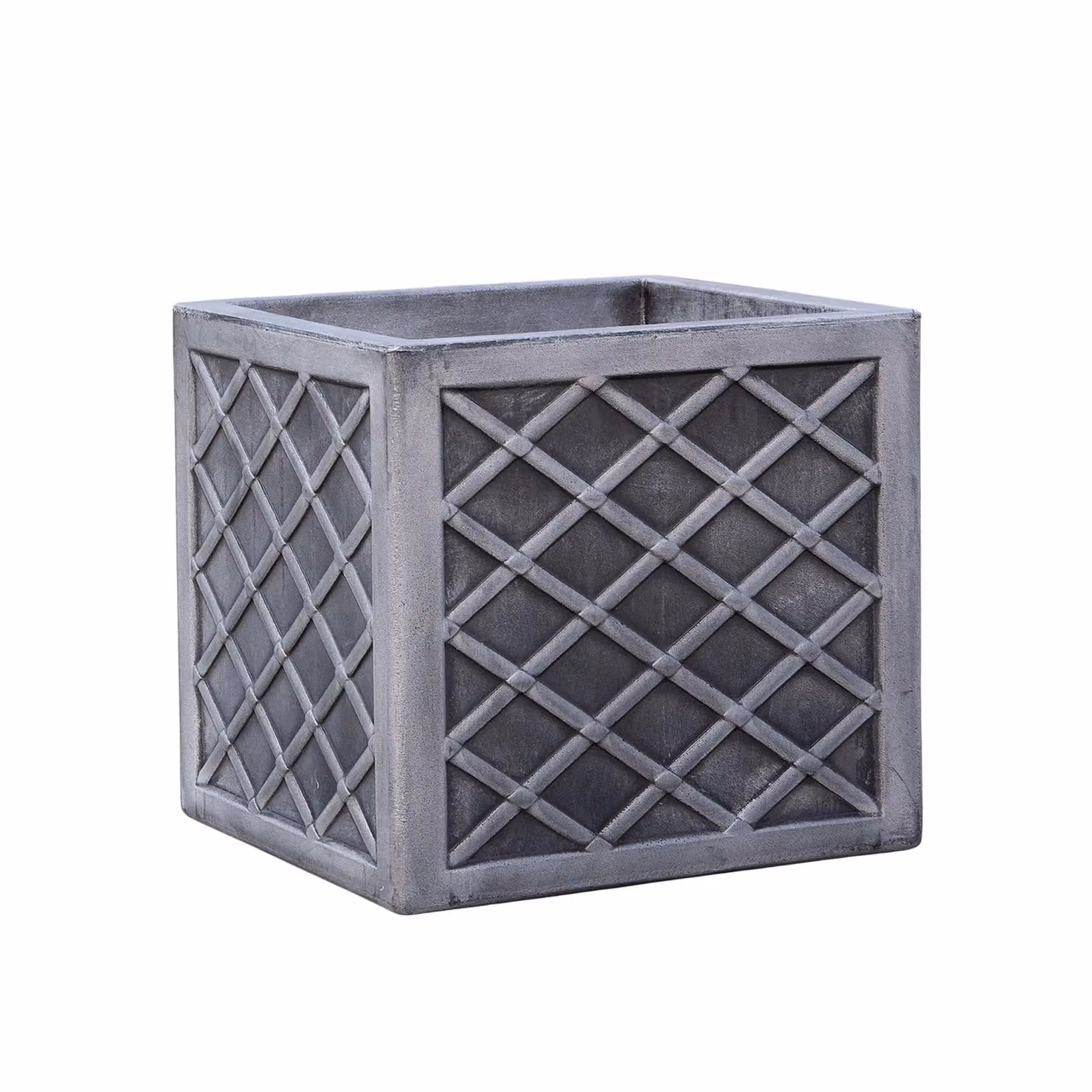 Samuel Alexander Grey Plastic Square Garden Planter Tub, H 32 cm x W 32 cm x D 30 cm – 4