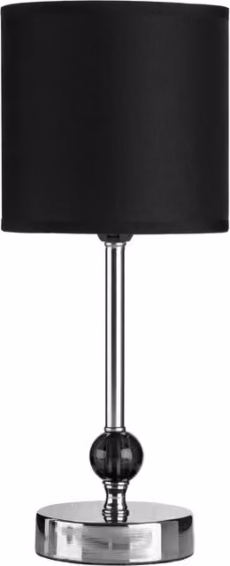 Orsina Table Lamp with Chrome Stem and Black Acrylic Spheres and Fabric Shade – 1