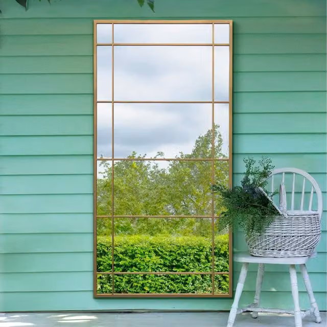 Tabula Gold Window Style Garden Mirror in Gold, Height: 180 cm