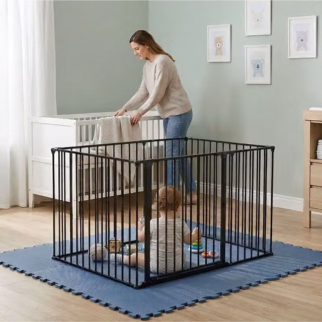 Safetots Play Den in Black with Soft Green Foam Play Mat, W/D/H: 105 x 144 x 70 cm