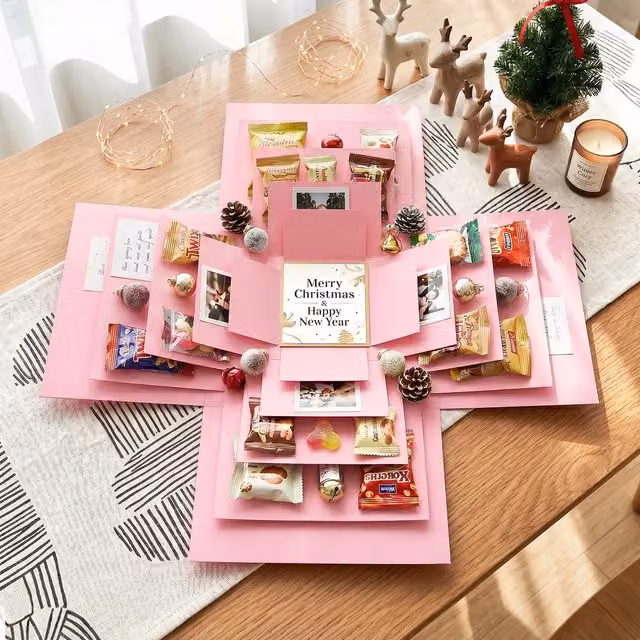 Livingandhome 5-Tier DIY Surprise Explosion Gift Box in Light Pink