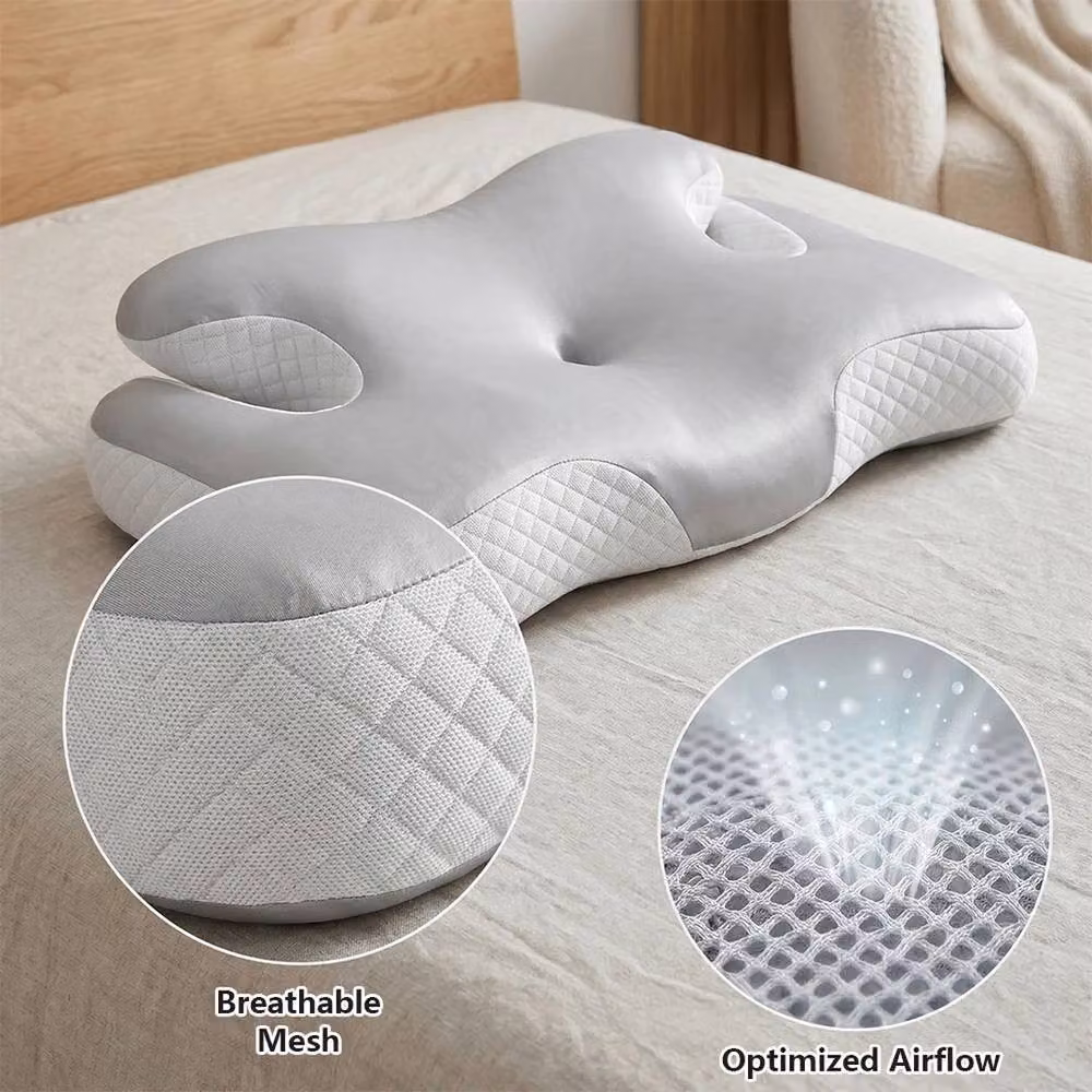 VOGREX Ergonomic Grey Memory Foam Cervical Wedge Pillow for Neck and Shoulder Pain Relief – 2