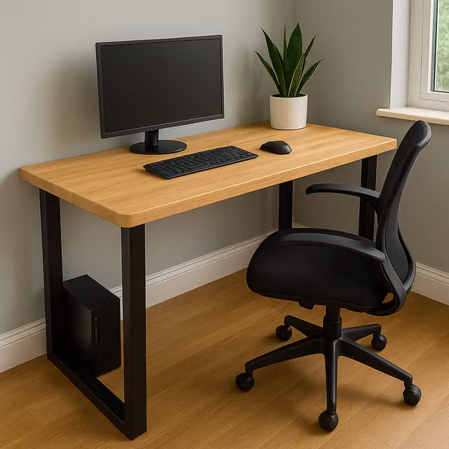 TRL Handmade Furniture Solid Oak Staved Writing Desk in Brown, W/D/H: 130 x 60 x 60 cm