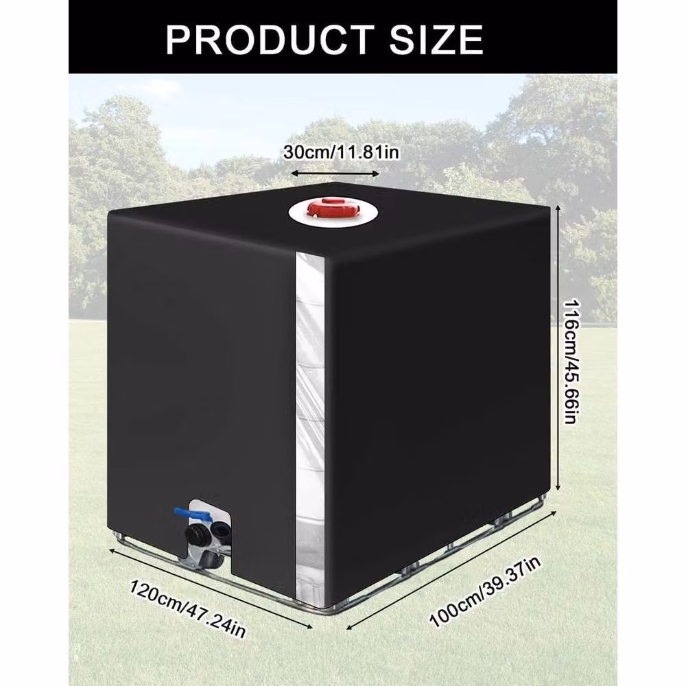 FLAVORA Heavy Duty Black Polyester IBC Container Cover for 1000 Litre Containers, W/D/H: 100 x 15 cm – 2