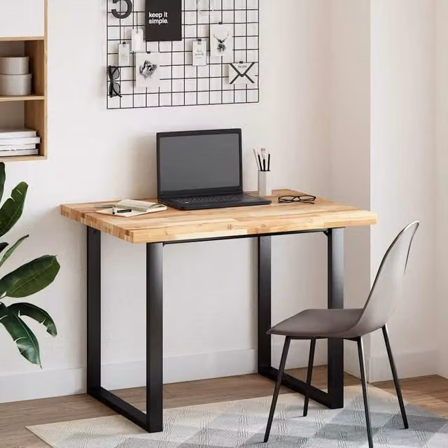 Berkfield Home Solid Wood Acacia Desk Top in Brown, W/D/H: 100 x 80 x 4 cm