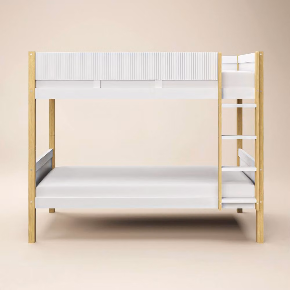 Flair Mateo Detachable Ribbed Bunk Bed in White and Oak for Children, W/D/H: 90 x 190 x 155 cm – 7