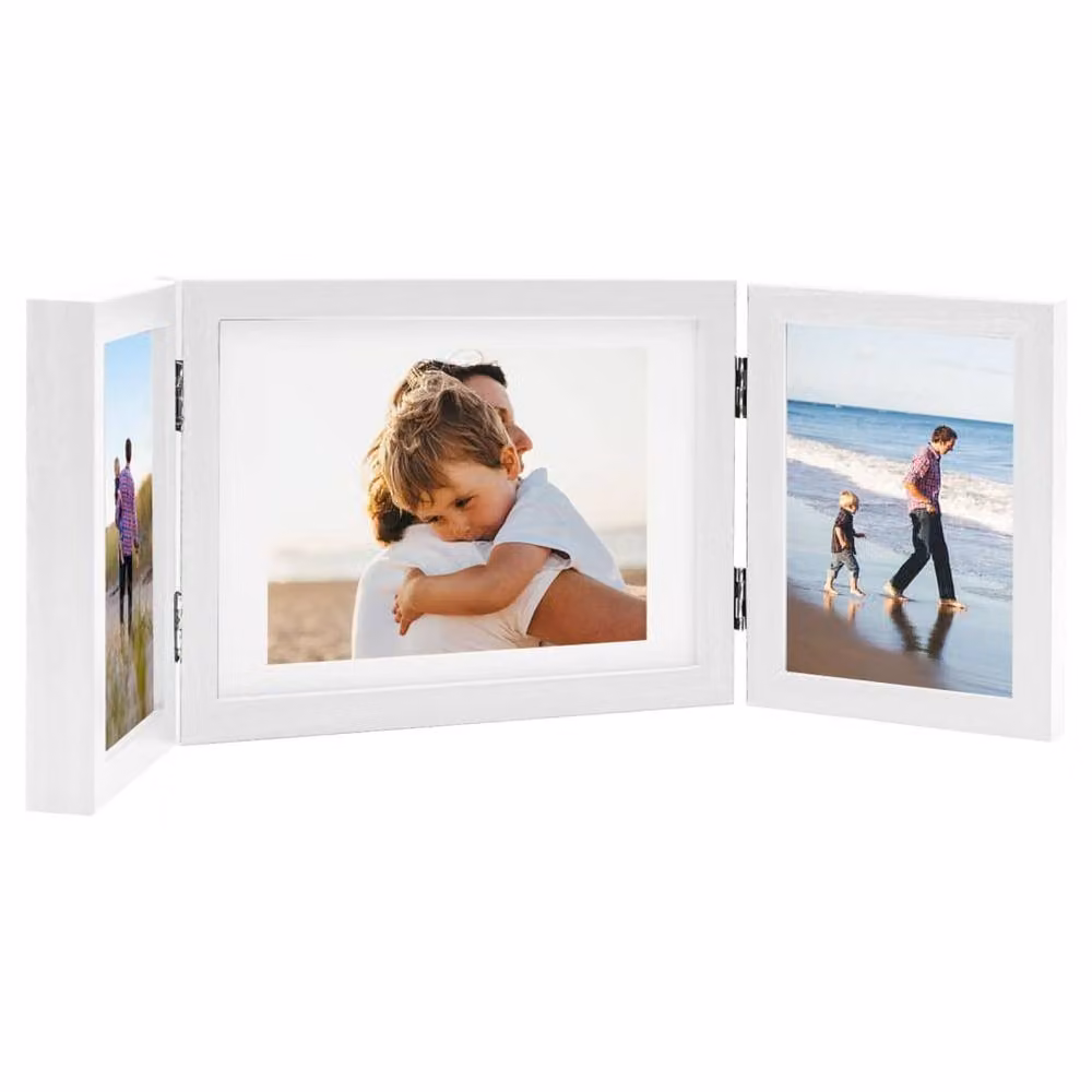 Berkfield Home Trifold Photo Frame Collage in White, W/H: 22 x 15 cm – 2