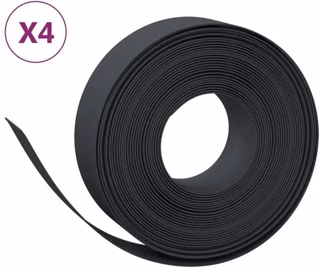 Berkfield Home Garden Edgings, 4 Pieces, Black, 10 m, Height: 15 cm, Polyethylene – 1