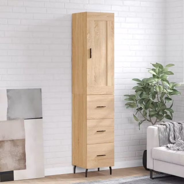 Berkfield Home Sonoma Oak Highboard in Brown, W/D/H: 34.5 x 34.0 x 180.0 cm – 1