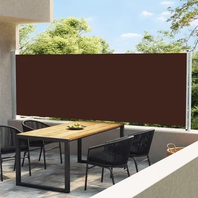 Berkfield Home Brown Retractable Side Awning with Steel Frame and Polyester Fabric, W/H: 600 x 160 cm – 1