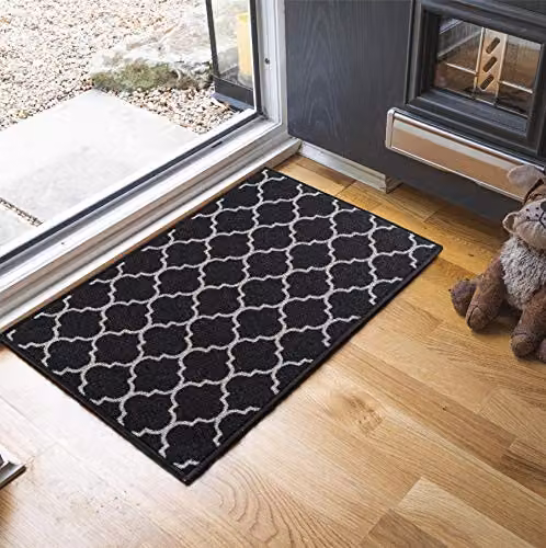 Desire Rugs Black Trellis Geometric Non-Slip Machine Washable Indoor Runner Mat, W: 80 cm, L: 300 cm – 3