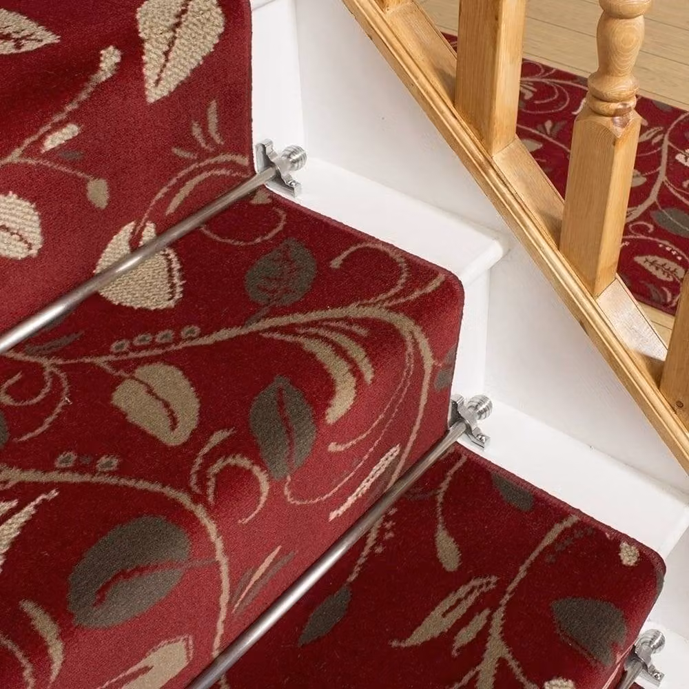 runrug Scroll Stair Runner Carpet in Red, W: 70 cm, L: 570 cm – 4