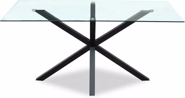 Lemon Pavilion Furniture and Decor Monza Rectangular Glass Dining Table in Black and Transparent, W: 160 cm, D: 80 cm, H: 76 cm