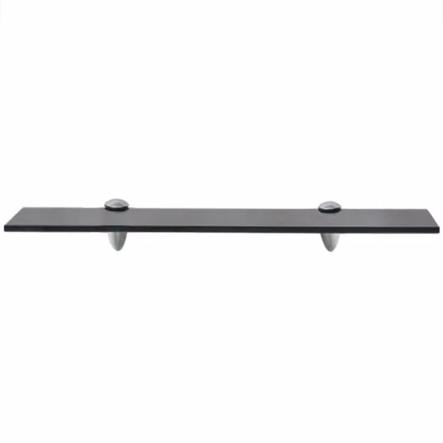 Berkfield Home Black Glass Floating Shelf, W: 50 cm, D: 20 cm – 1