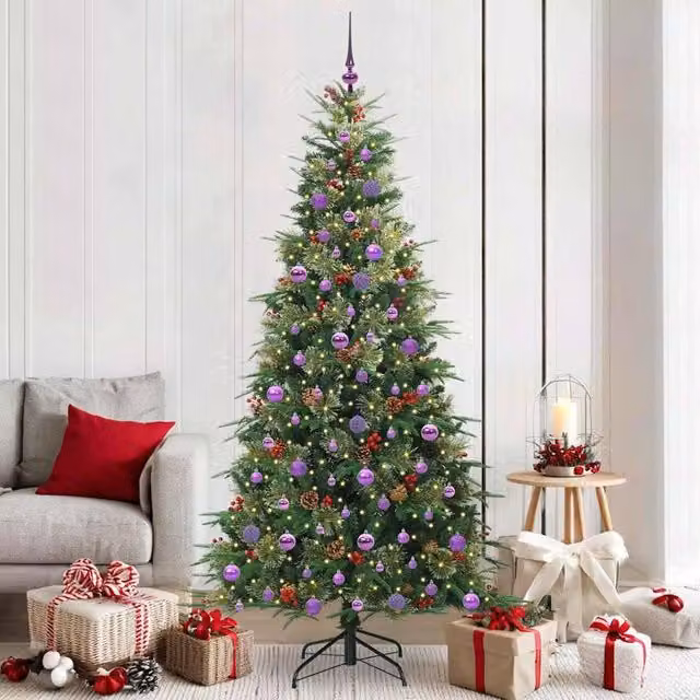 Berkfield Home Artificial Hinged Christmas Tree in Green, Height: 210 cm – 1