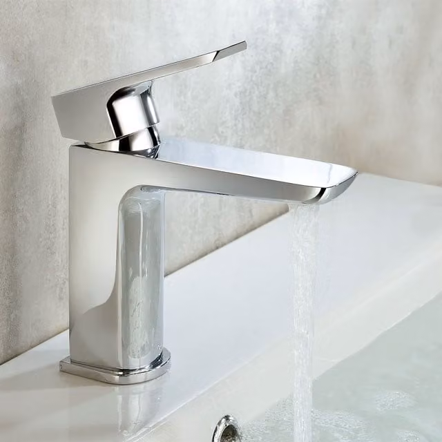 Nes Home Kenson Luxury Modern Bathroom Basin Mono Mixer Single Lever Tap and Pop Up Waste in Silver Chrome – 1