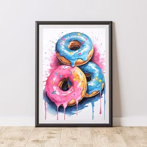 60 SECOND MAKEOVER Donuts Pop Art Paper Poster, Multicolour, A3