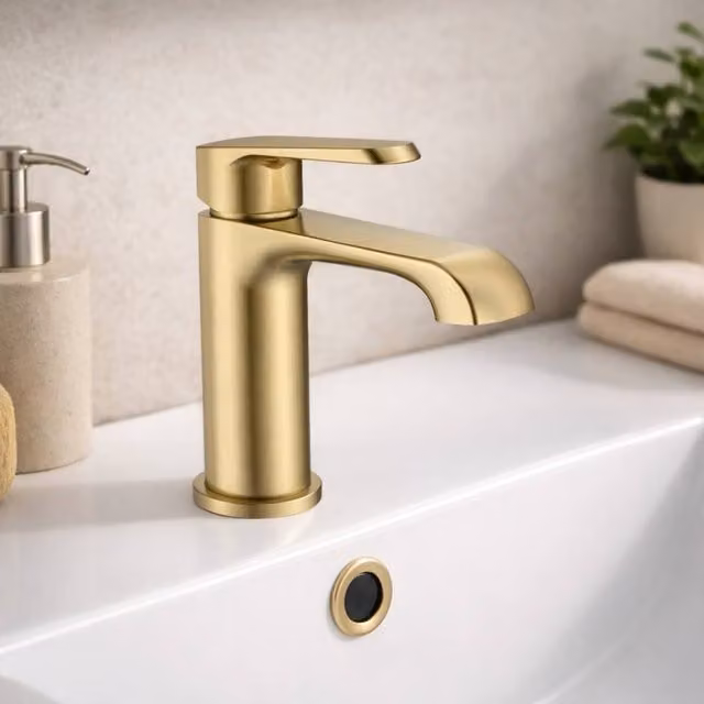 Bathroom Kingdom Montana Single Lever Cloakroom Basin Mixer Tap in Brushed Brass Gold