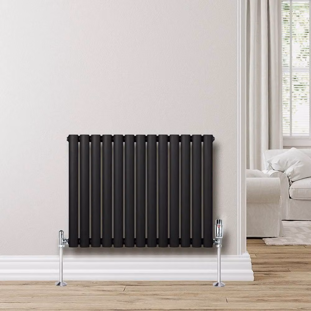 Monstershop Oval Single Column Steel Radiator in Black, W: 60.0 cm, H: 78.0 cm – 4