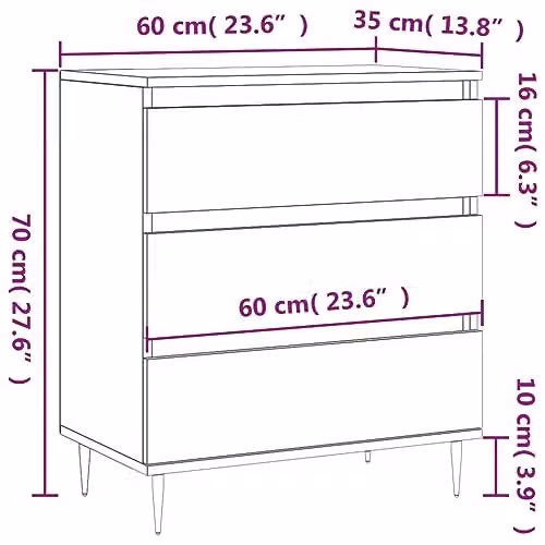 vidaXL Modern Sideboard in Brown, W/D/H: 60 x 35 x 70 cm – 2