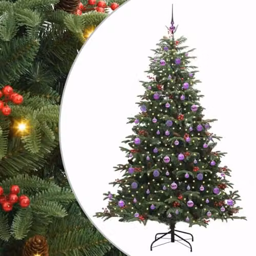 vidaXL Artificial Christmas Tree with 300 LEDs, Green, Height: 210 cm – 1