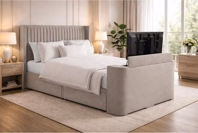 Paradies Modern Upholstered Soft Velvet Bed Frame in Grey, W 140 cm x D 200 cm