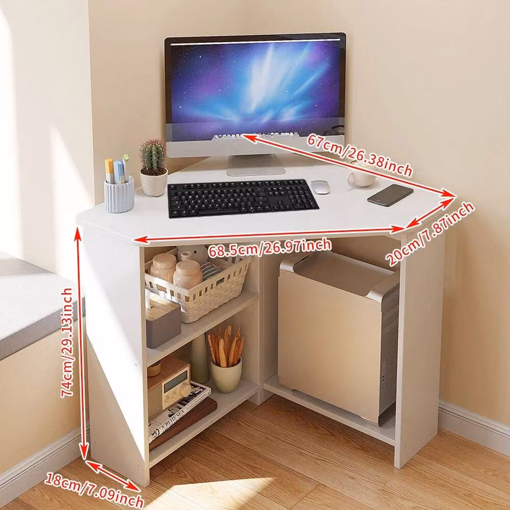 ERGOVEXA White Triangle Corner Computer Desk for Home Office – 2