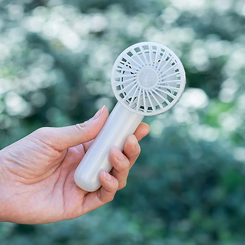 Life on Products Pearl Shell Portable LED Handheld Fan with 7-Colour Lights in Light Blue – 5