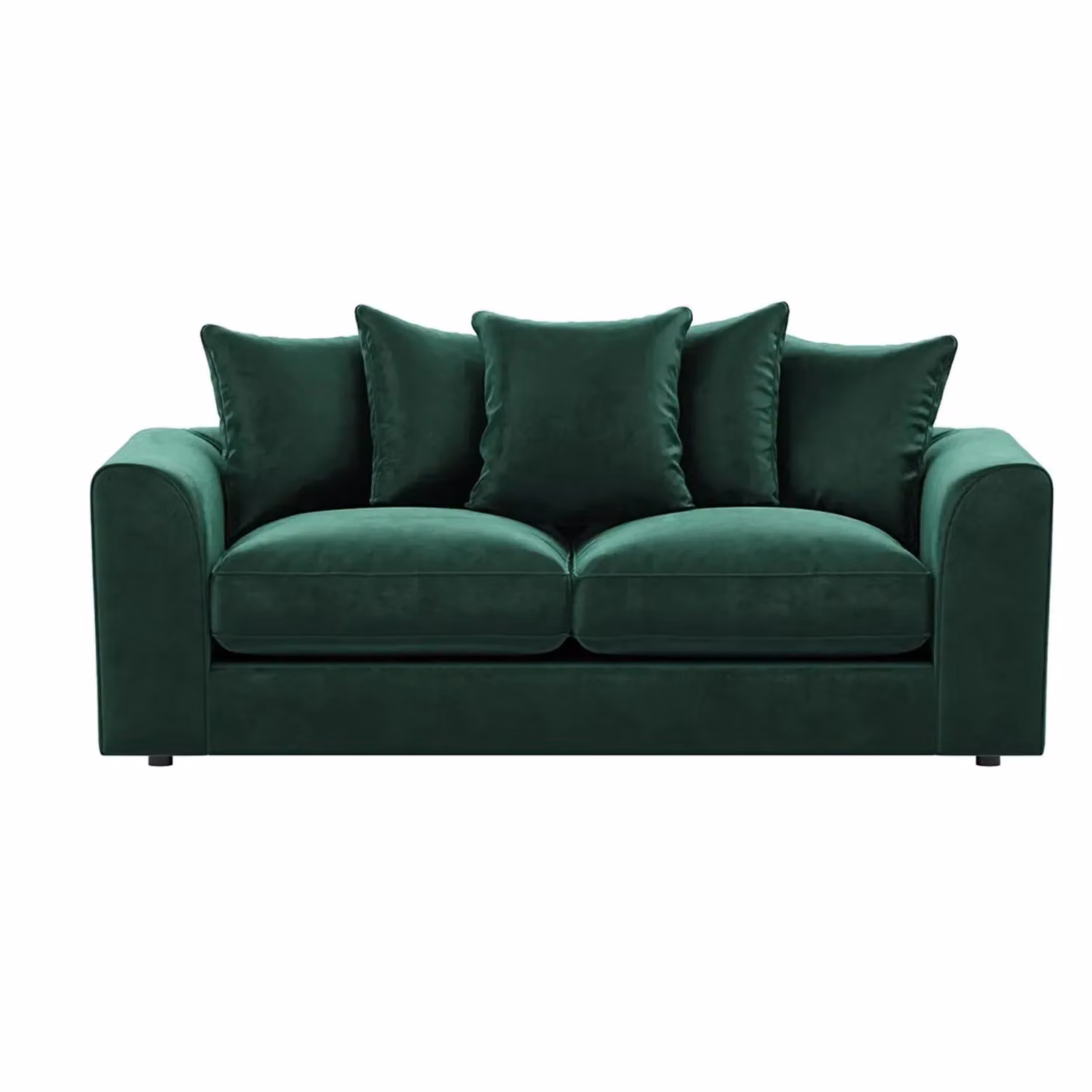 Furnishings For Less UK Brooklyn 3 Seater Sofa in Green Plush Velvet Fabric with Scatter Back and Removable Covers – 2