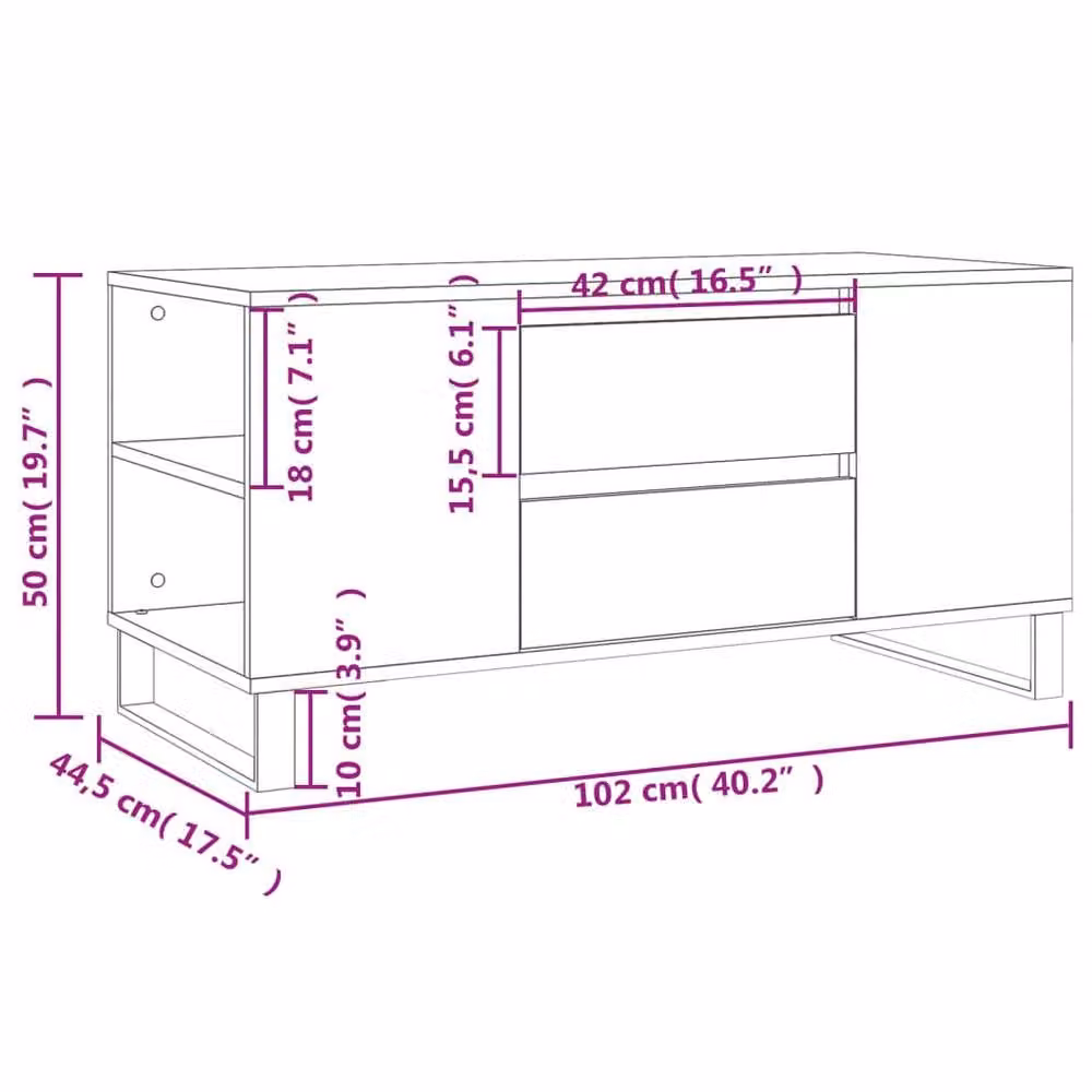 Berkfield Home Modern Rectangular Coffee Table in Grey, W/D/H: 102 x 44.5 x 50 cm – 4