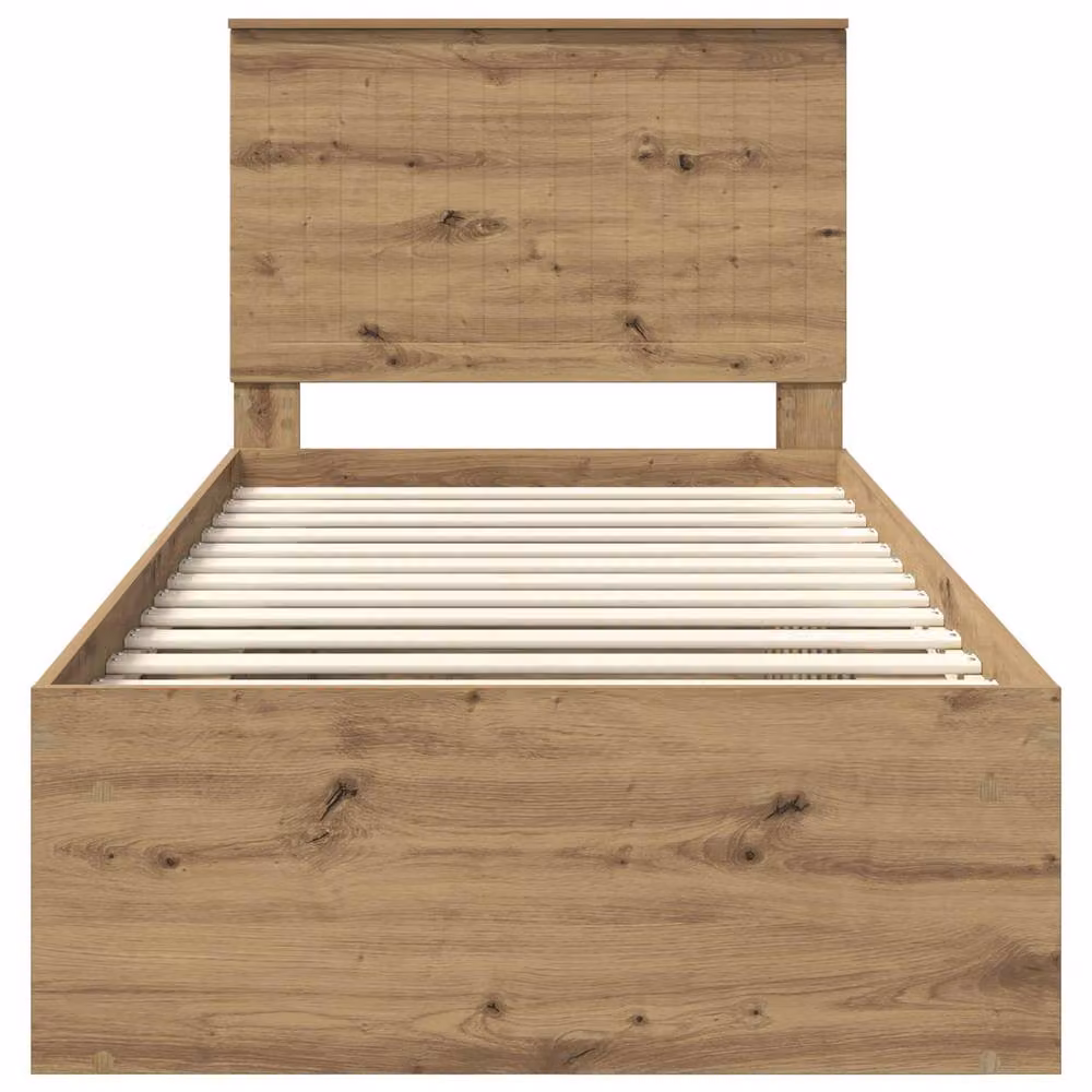 Berkfield Home Artisan Oak Bed Frame in Brown, W/D/H: 90 x 190 cm – 4