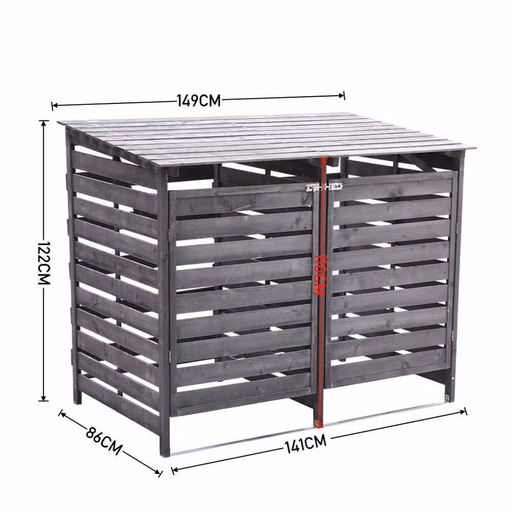 SPETLEK Grey Double Bin Store Shed W: 100 cm, D: 60 cm – 2