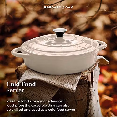 Tower Enamelled Cast Iron Shallow Casserole Pan, Cream – 5