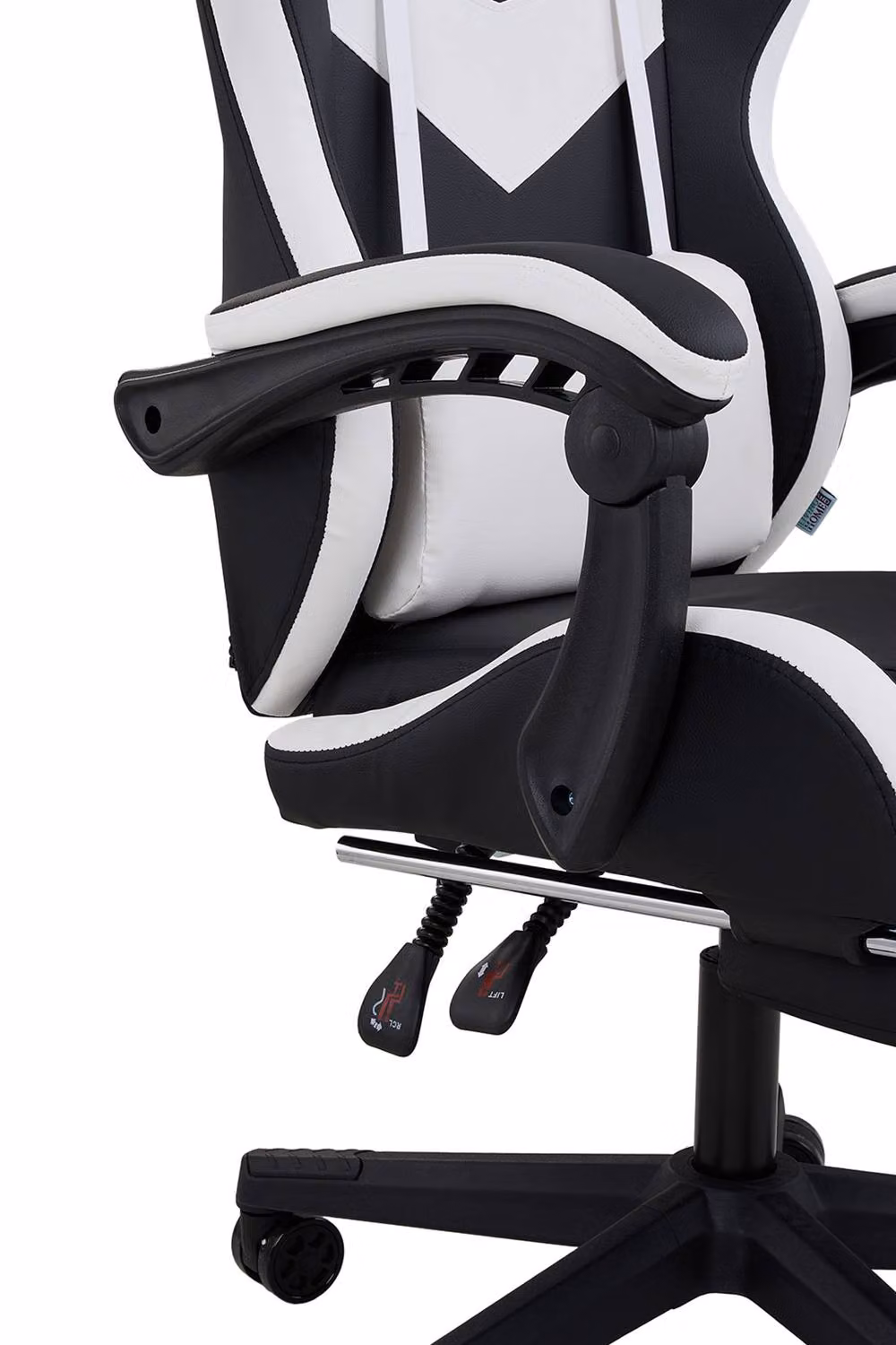 Living and Home High Back Gaming Chair with Massage Lumbar Support and Footrest in Black Synthetic Leather – 4