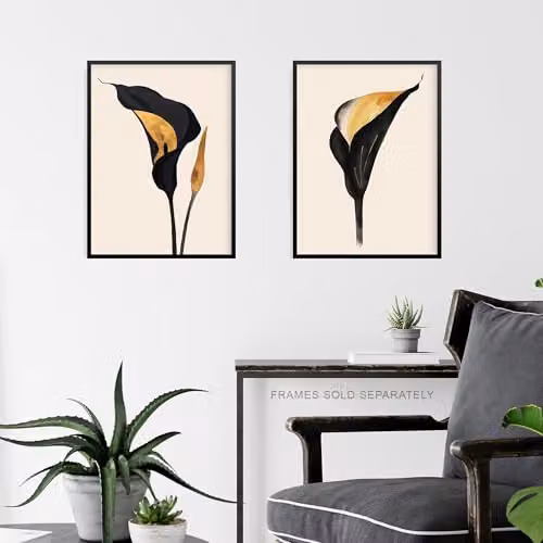 Artery8 Set of 3 Abstract Black and Gold Calla Lily Flower Wall Art Paper Poster Prints, W/H: 30.48 x 40.64 cm – 4