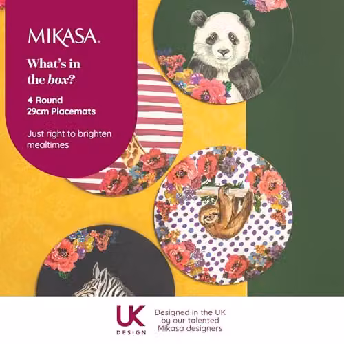 Mikasa Wild at Heart Set of 4 Round Cork Placemats, Multicolour, Diameter: 29 cm – 3
