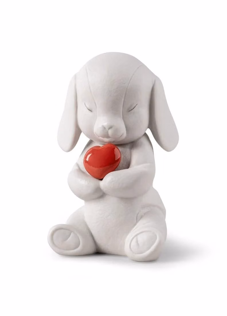 Lladró Buddy Caring Puppy Porcelain Figurine in Red and White