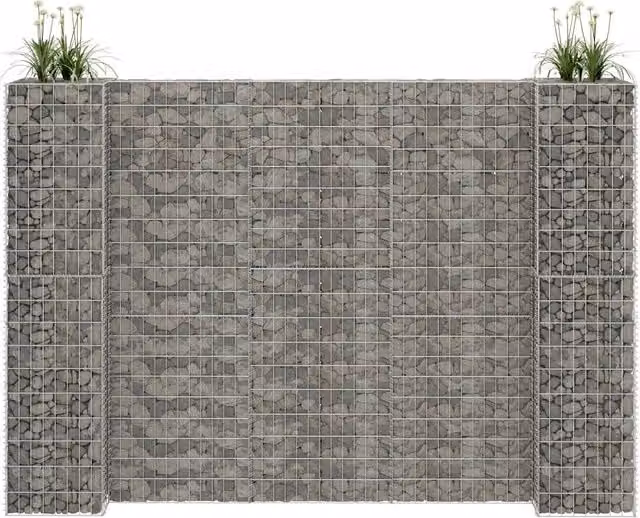 Berkfield Home H-Shaped Steel Wire Gabion Planter and Raised Bed in Silver, W/D/H: 260 x 40 x 180 cm