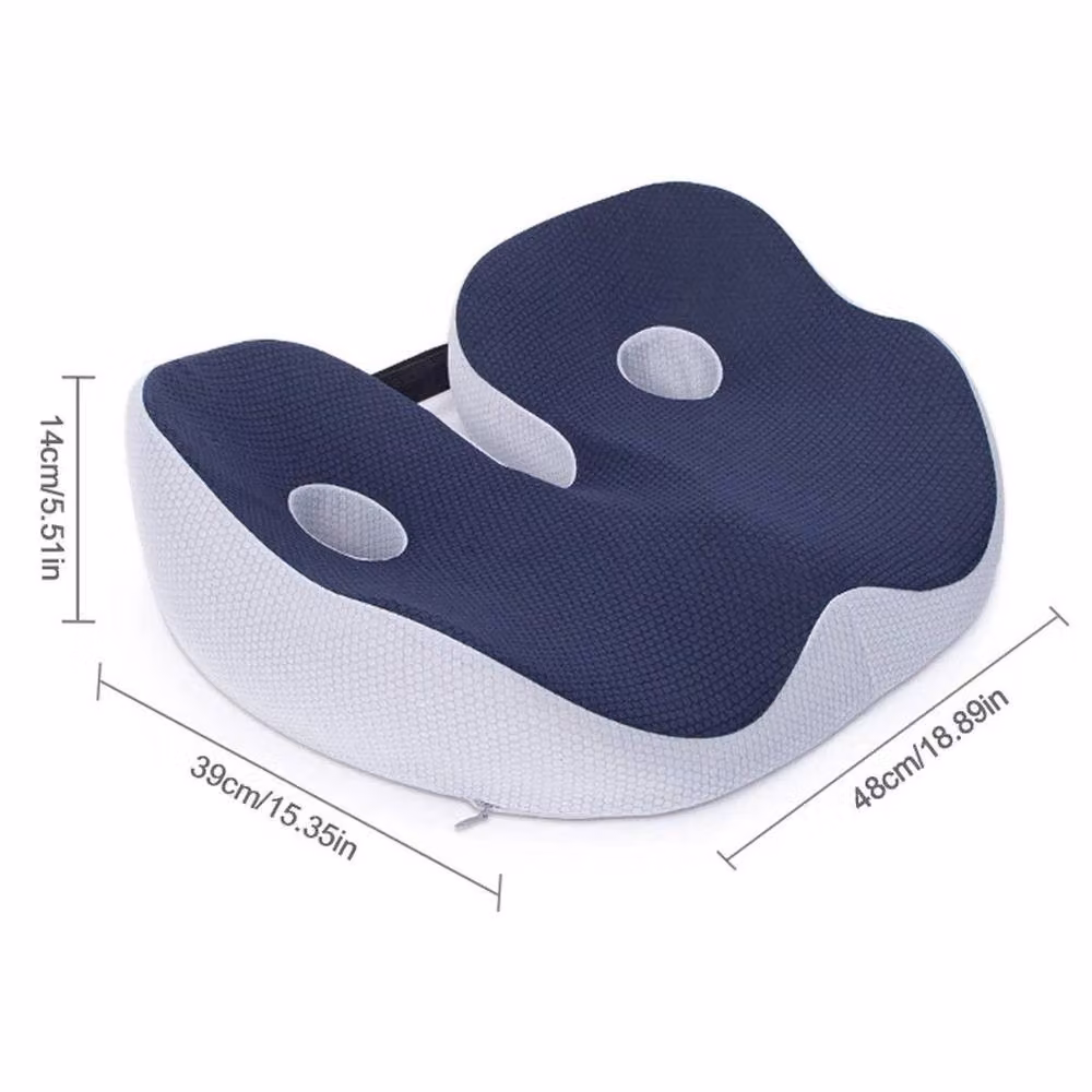 PAWNORA Blue Memory Foam Rectangular Seat Cushion with Washable Cover – 2