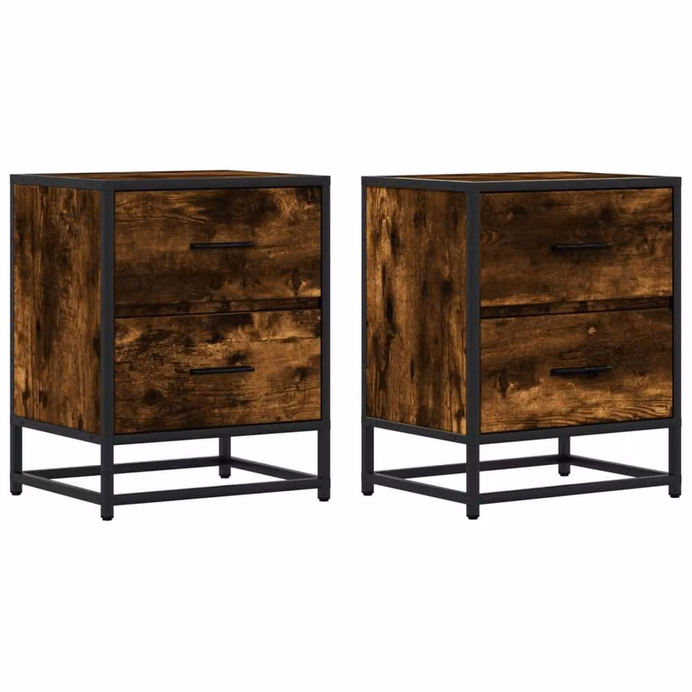 Berkfield Home Decorative Bedside Cabinets, 2 Piece Set in Smoked Oak Brown, W/D/H: 40 x 31 x 50 cm – 3