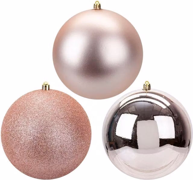 VFM e-Store Set of 3 Gold Round Hanging Christmas Bauble Ornaments, 14 cm – 1