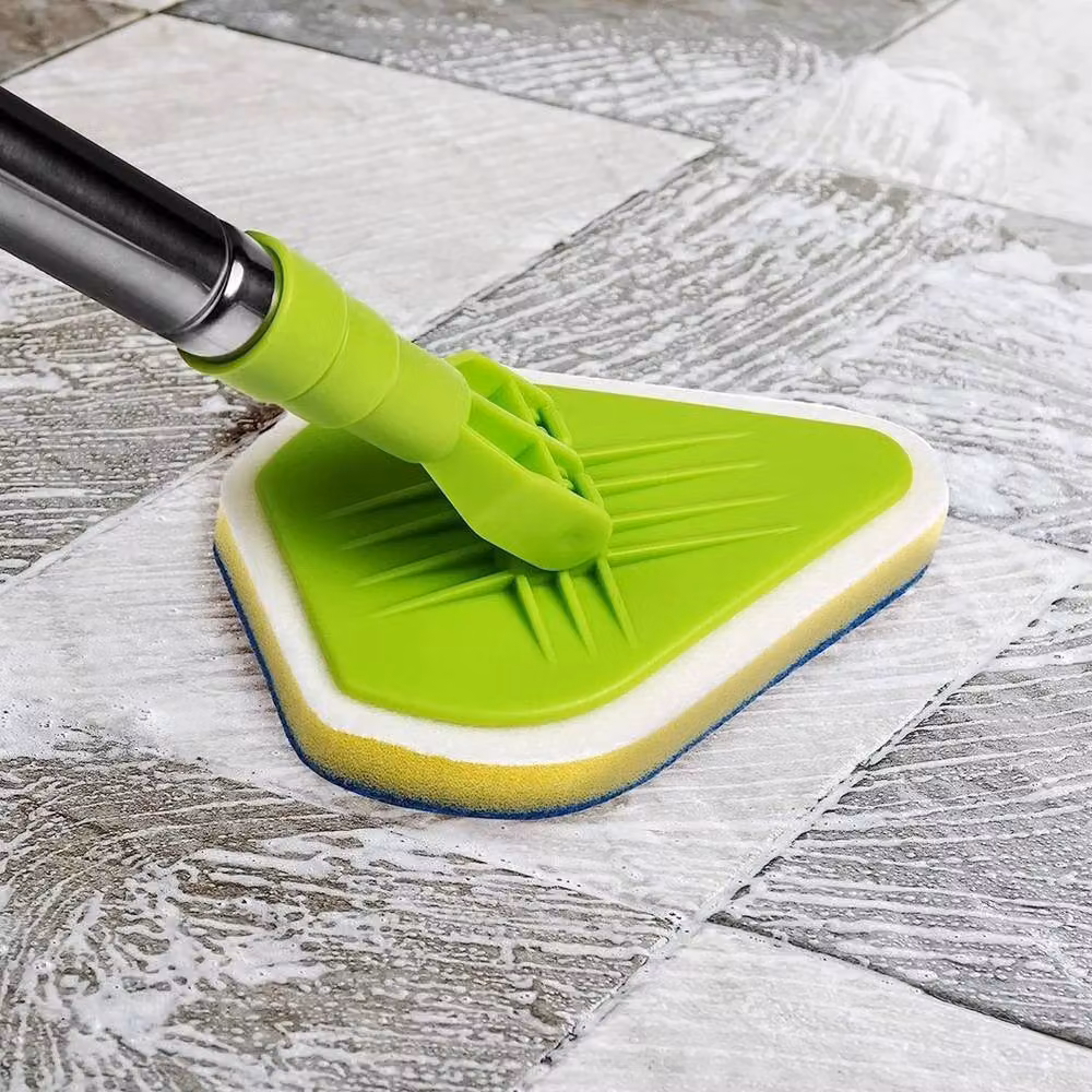 Kelvenix Green Bathroom Mop and Tile Cleaning Kit with Microfibre Refillable Head and Telescopic Handle – 2